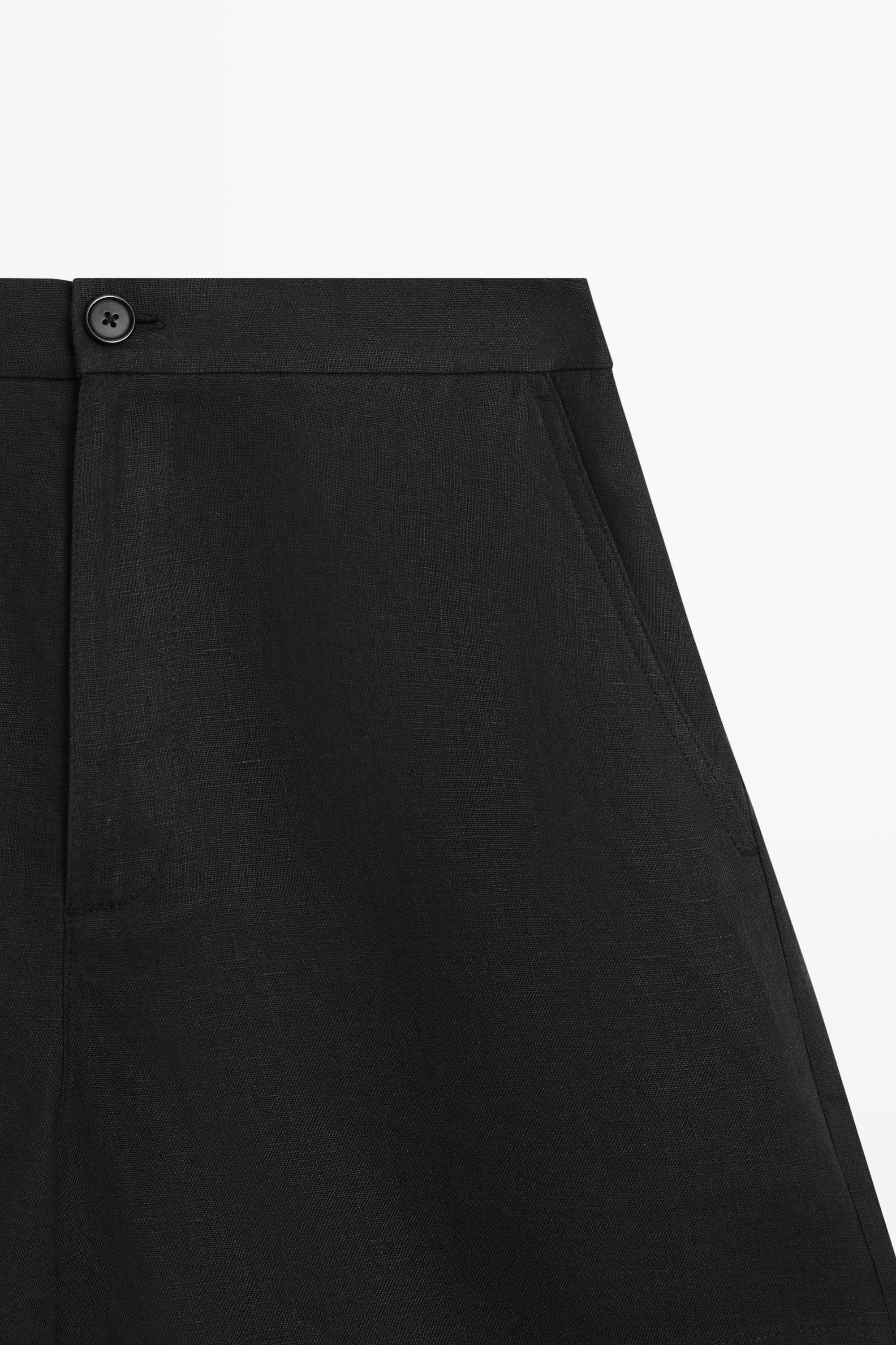 100% linen short Bermuda shorts